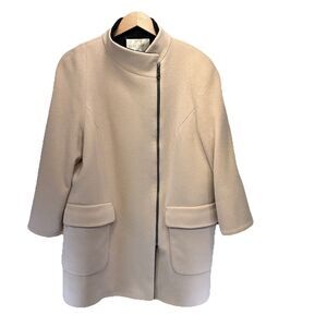 Fleurette Loro Piana Italian Wool USA Mid Length Coat 16  asymmetrical Zip Lined